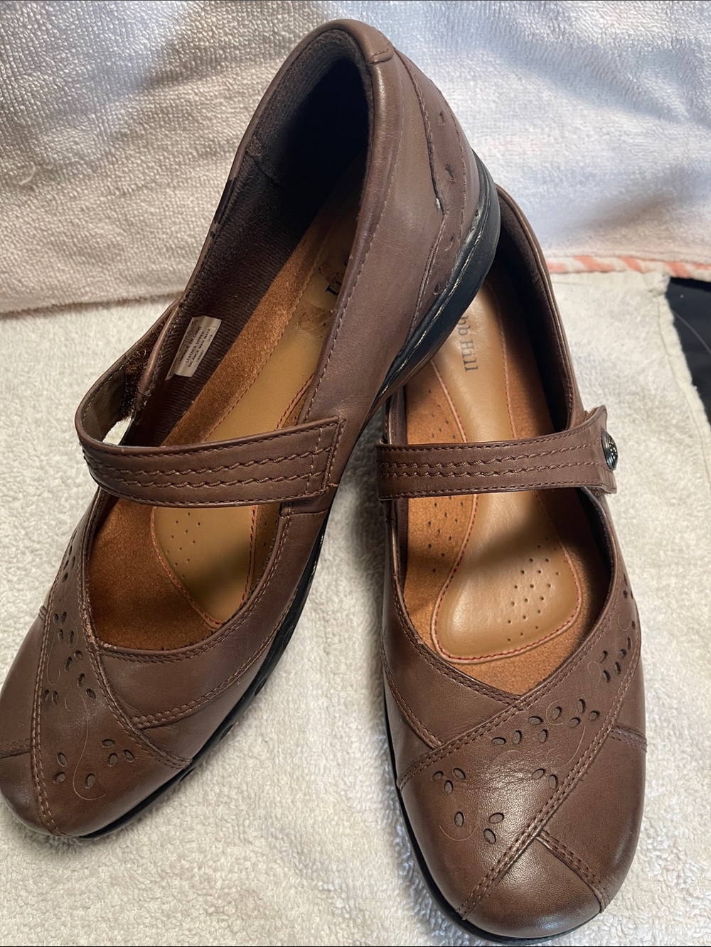 Cobb Hill-Comfortable Brown Mary Jane leather Rockport Women's Shoes